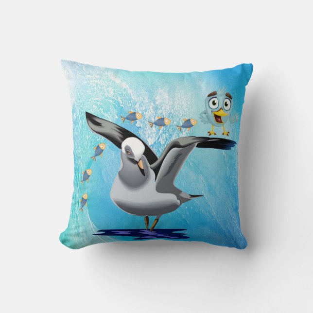 Jeter Oreillers Ocean Wave Oiseau de poisson de me (Recto)