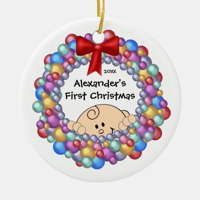 Jeter un coup d'oeil ornement de Noël du bébé de (Devant)