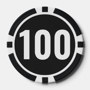 Jeton de poker de base noir et blanc avec numéro e