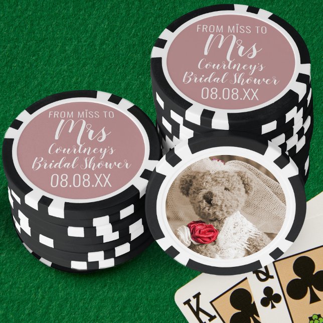 Jeton de Poker Photo d'Enterrement de Vie de Jeune (Bridal Shower Poker Party? Need chips? Upload a photo & add your name. Get your poker game face on!)