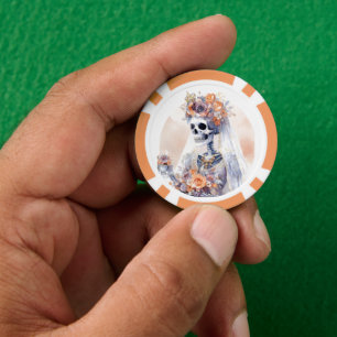 Jeton de poker squelette d'Halloween effrayant