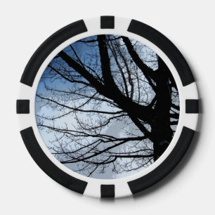 Jetons de poker d'art de cieux bleus et d'arbre