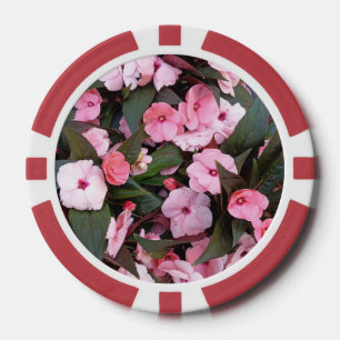 Jetons de poker floraux roses élégants