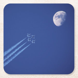 Jets neben dem Mond | British Columbia Rechteckiger Pappuntersetzer