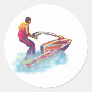 jetski runder aufkleber