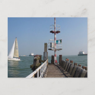 Jetty in Sea, Segelboot und Tankers Vlissingen Postkarte