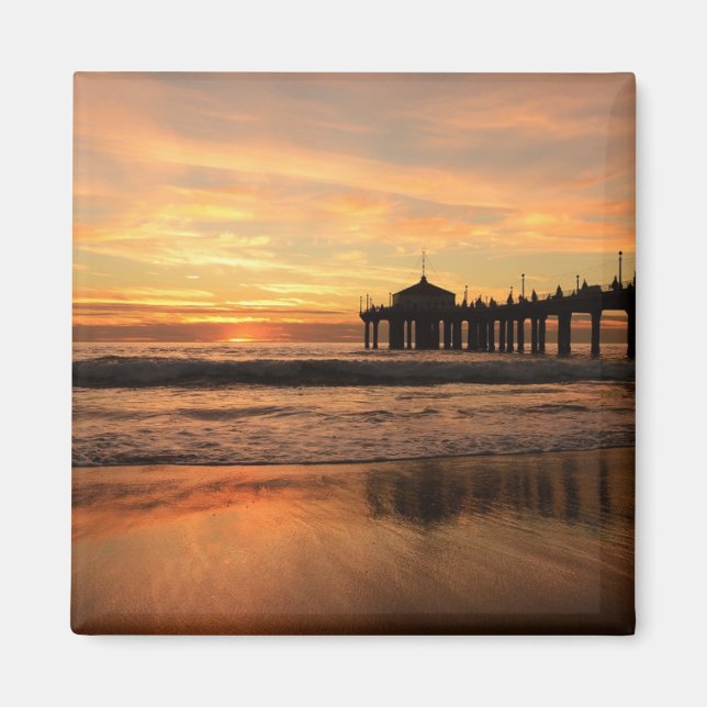 Jetty Over Ocean Beach Sunset Magnet (Vorne)