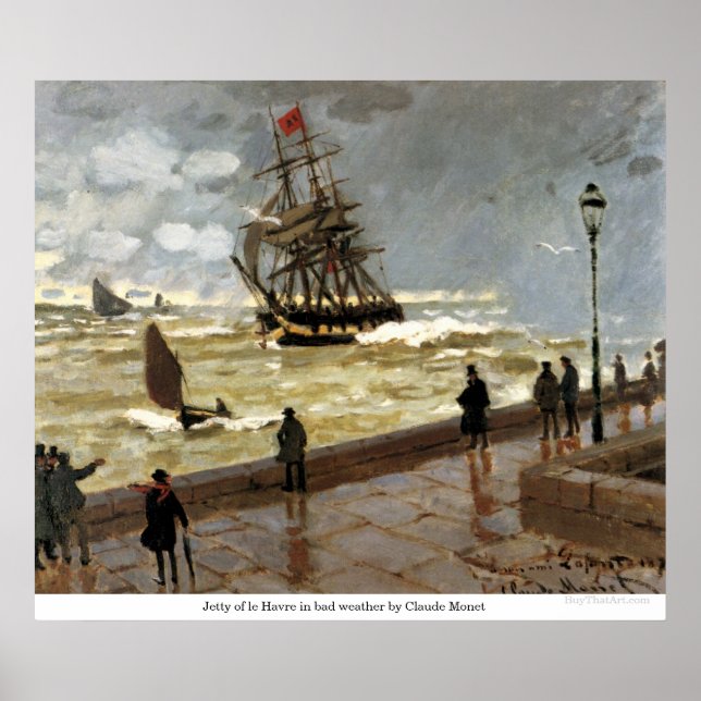 Jetty von le Havre bei schlechtem Wetter von Claud Poster (Vorne)