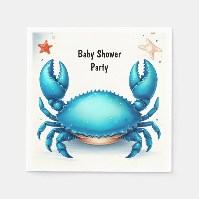 Jetzt Beach Ocean Catch Navy Blue Crab Baby Dusche Serviette (Vorderseite)