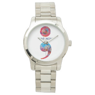 Jetzt beobachten - Semicolon-Blasen "Live now" Armbanduhr
