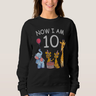 Jetzt bin ich 10 Jahre alt 10. Geburtstag im Zoo Sweatshirt