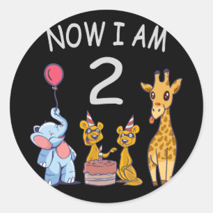 Jetzt bin ich 2 Jahre alt 2. Geburtstag im Zoo Runder Aufkleber