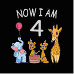 Jetzt bin ich 4 Jahre alt 4. Geburtstag im Zoo Freistehende Fotoskulptur<br><div class="desc">Alles Gute zum 4. Geburtstag. Ein wunderschönes Design mit einem niedlichen Elefanten,  zwei Frettchen und einer Giraffe zum Geburtstag im Zoo.</div>