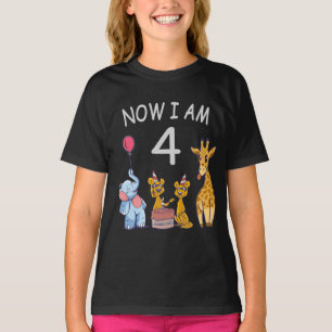 Jetzt bin ich 4 Jahre alt 4. Geburtstag im Zoo T-Shirt