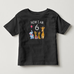 Jetzt bin ich 6 Jahre alt 6. Geburtstag im Zoo Kleinkind T-shirt