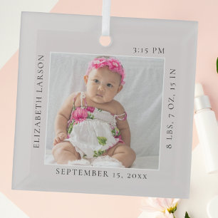 Jetzt Geborenes Baby's Birth Stats Individuelle Na Ornament Aus Glas