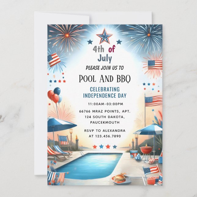 Jetzt Grillen Red White Blue USA Flag 4. Juli Part Einladung (Vorderseite)