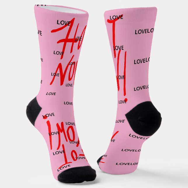 JETZT HEISS ROSA mit LIEBE Socken (Gewinkelt)