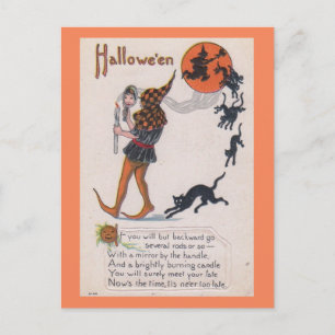 Jetzt ist die Zeit, niemals zu spät Halloween Vint Postkarte