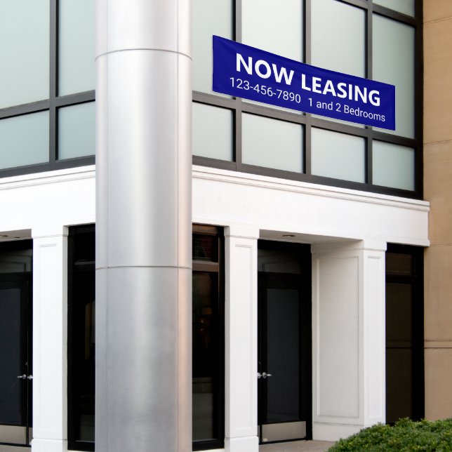 Jetzt Leasing Blue and White Apartment Miete Telef Banner (Äußeres Gebäude)