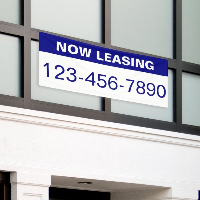 Jetzt Leasing Blue White Large Digit Telefonnummer Banner (Äußeres Gebäude)