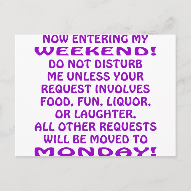 Jetzt mein Wochenende beginnen Postkarte (Vorderseite)