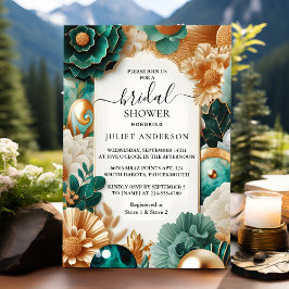 Jetzt Monstera Emerald Green und Gold Brautparty Einladung
