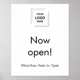 Jetzt öffnen   White-Logos für Geschäftsöffnungsze Poster