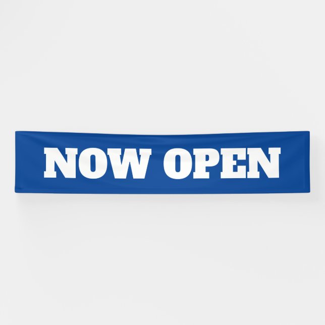 Jetzt Open Custom New Business Blue White Elegante Banner (Horizontal)