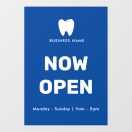 Jetzt Open Dentist | Logo für Geschäftsöffnungszei Fensteraufkleber