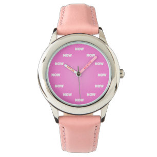 "JETZT" passen Sie auf (Rosa) Armbanduhr