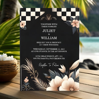 Jetzt Retro Boho Studio Creative Illustriert Weddi Einladung