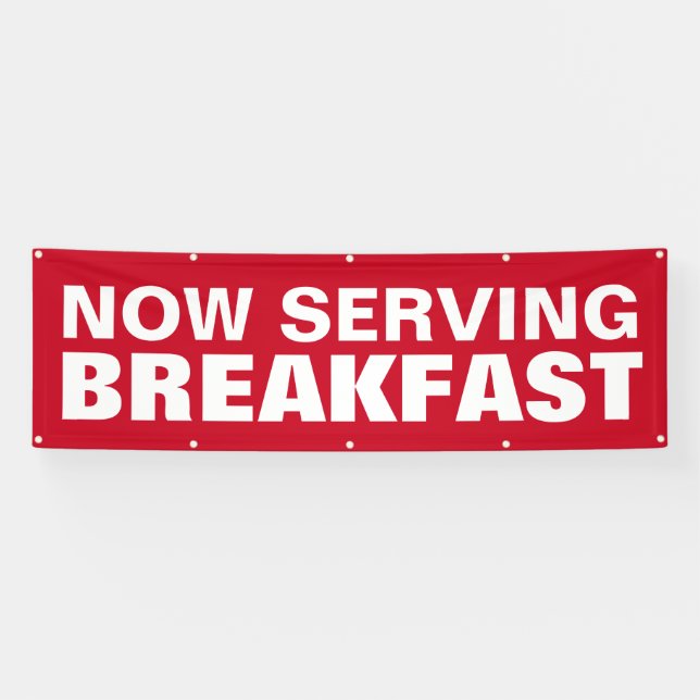 Jetzt servieren Frühstück rot kühl Business-Zeiche Banner (Horizontal)