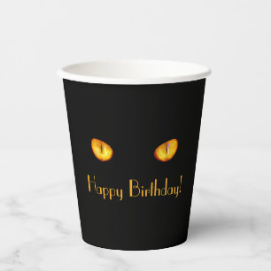 Jetzt sieht er dich Black Cat Happy Geburtstag Pappbecher