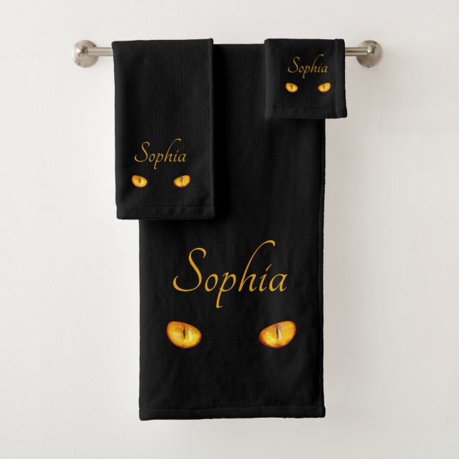 Jetzt sieht er dich Black Cat Personal Badhandtuch Set (Insitu)