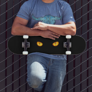 Jetzt sieht er dich schwarze Katze Skateboard