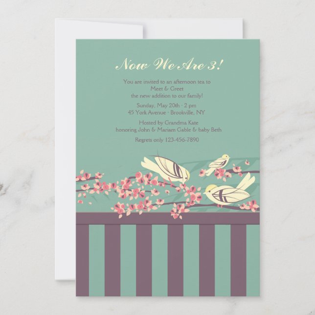 Jetzt sind wir drei Treffen & Begrüßung Einladung (Vorderseite)