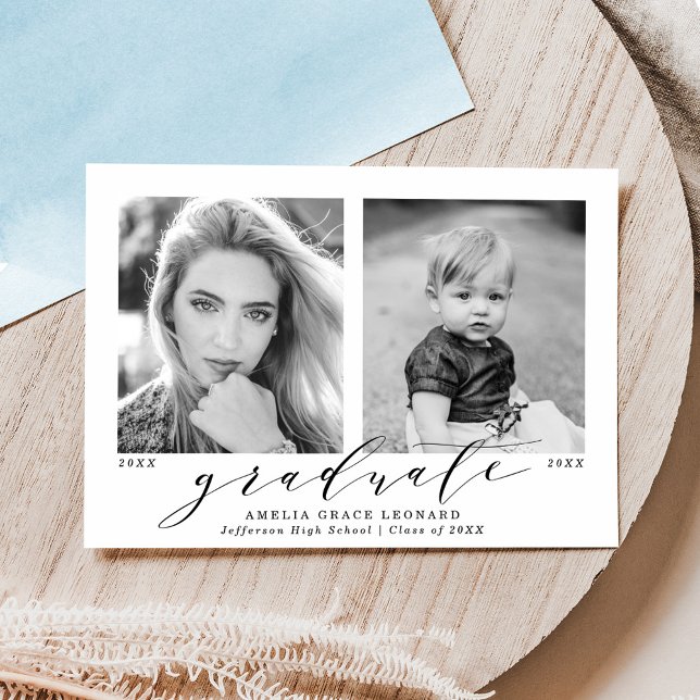 Jetzt und dann Blue Foto Abschluss Ankündigung (Von Creator hochgeladen)