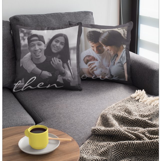 Jetzt und dann Jubiläum Paare Geschenk Foto Kissen (Von Creator hochgeladen)