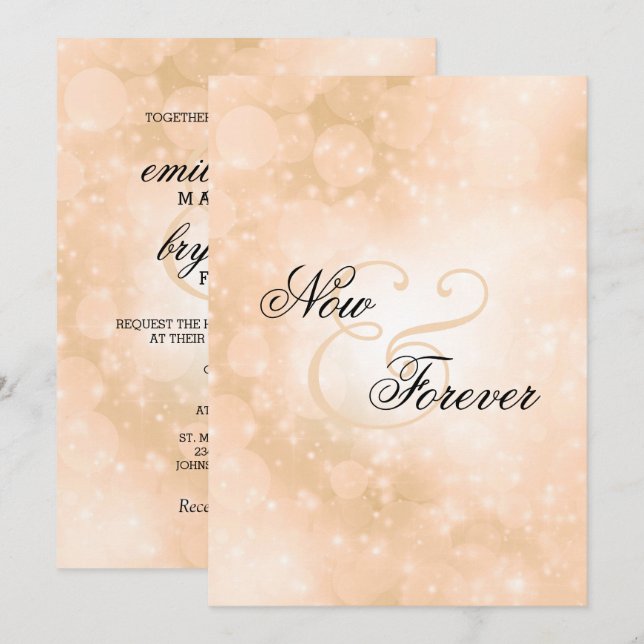 Jetzt und für immer Peach Wedding Einladung (Vorne/Hinten)