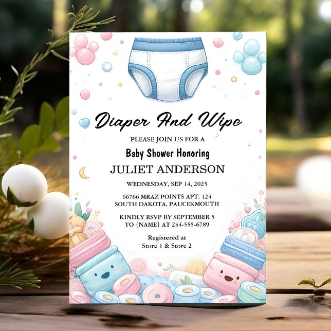 Jetzt Vater Pink Blue Diaper abgeben und Babydusch Einladung (Von Creator hochgeladen)