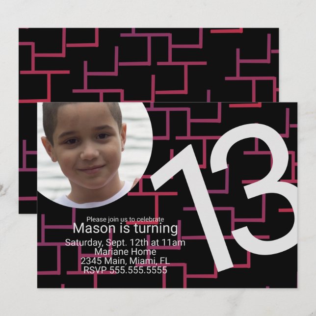 Jeu Anniversaire Fête Maze Gamer Photo Invitation (Devant / Derrière)