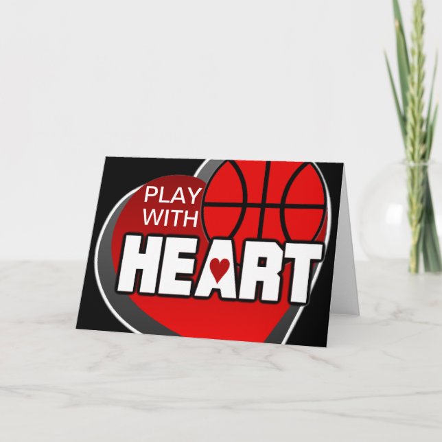 Jeu avec la carte de voeux de basket-ball de coeur (Devant)
