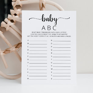 Jeu Baby ABC pour Baby Shower party Carte de jeu a