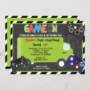 Jeu Camion Vidéo Jeu Anniversaire Invitation