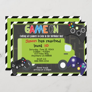 Jeu Camion Vidéo Jeu Anniversaire Invitation