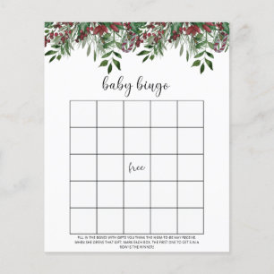 Jeu de bingo bébé hiver à feuilles persistantes