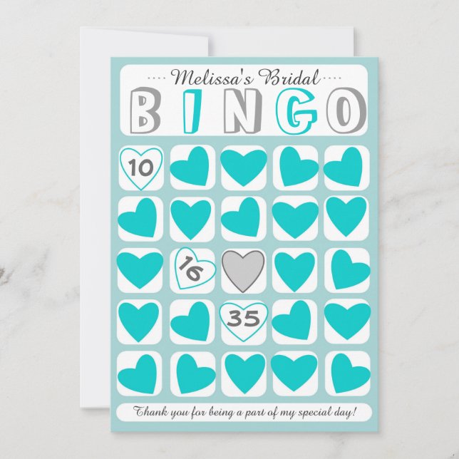 Jeu de bingo de mariée personnalisable carte gris  (Devant)