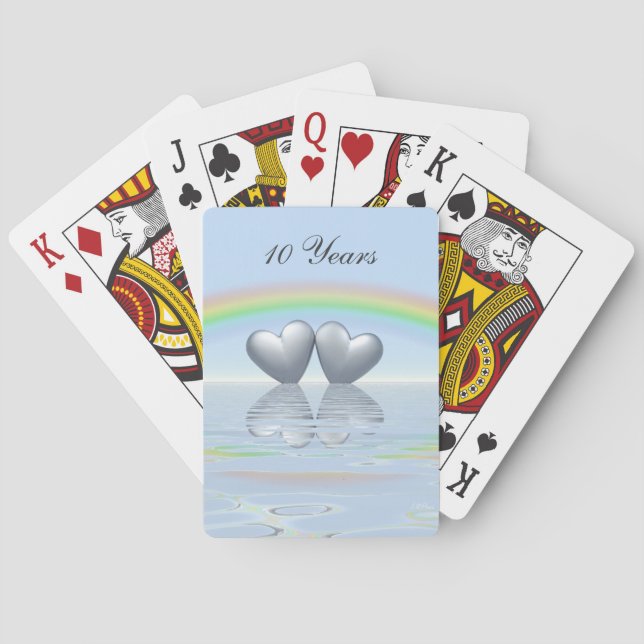 Jeu De Cartes 10ème Coeurs de bidon d'anniversaire (dos)