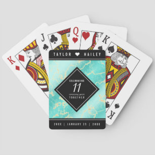 Jeu De Cartes 11ème anniversaire de Mariage turquoise